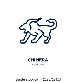 icono de quimera de la colección de cuento de hadas. Chimera lineal delgada, fantasía, icono de contorno monstruo aislado en fondo blanco. Signo de quimera vectorial de línea, símbolo para web y móvil