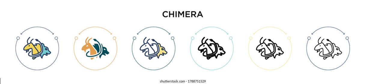 Chimera icon in filled, thin line, outline and stroke style. Vector illustration of two colored and black chimera vector icons designs can be used for mobile, ui, web