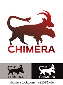 Chimera Is A Vector Illustration That Can Be Used As Logo, Represents A Monstrous Fire-breathing Hybrid Creature From The Ancient Greek Mythology. Has Parts Of Lion, Goat And A Snake As A Tail.