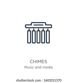 Chimes icon. Thin linear chimes outline icon isolated on white background from music collection. Line vector sign, symbol for web and mobile