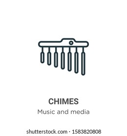 Chimes outline vector icon. Thin line black chimes icon, flat vector simple element illustration from editable music concept isolated on white background