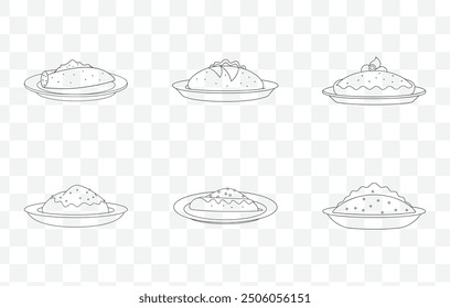 Chimichanga Line Art Vector Set with Detailed Illustrations of the Popular Fried Burrito in Various Poses and Styles