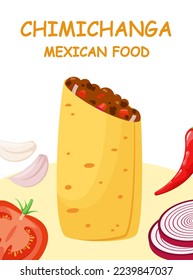 Chimichanga with meat. Mexican food.
 svg
