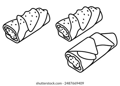 Chimichangas line art design flavorful Mexican cuisine artwork
