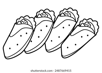 Chimichangas line art design tasty dish illustration