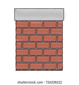 chimney in brick material on color crayon silhouette on white background vector illustration
