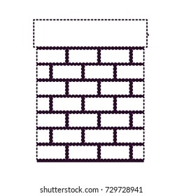 chimney in brick material on dotted monochrome silhouette vector illustration
