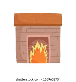 chimney bricks flame decoration icon vector illustration