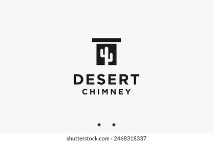 Chimenea con cactus logo diseño Vector silueta ilustración
