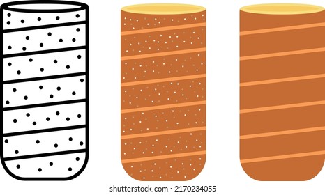 Chimney cake, kurtos kalacs sweet bread typical hungarian cake. Vector icon illustration