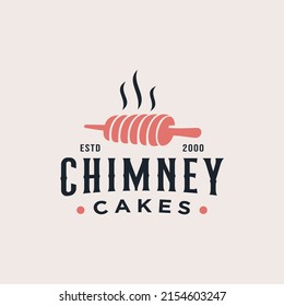 Chimney cake logo design. Vector illustration of Chimney cake oven. Hipster logo design vector icon template
