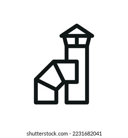 Chimney cap and flue pipe isolated vector icon with editable stroke