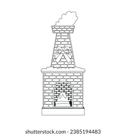 Chimney Character for Merry Christmas, Isolated in Retro Cartoon Style