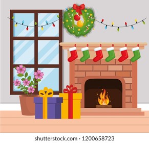 chimney with christmas decoration