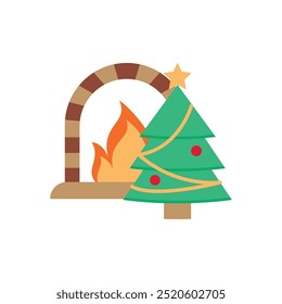 Chimney christmas icon vector basic design simple and modern concept graphic