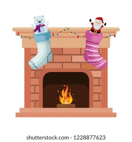 chimney with christmas socks