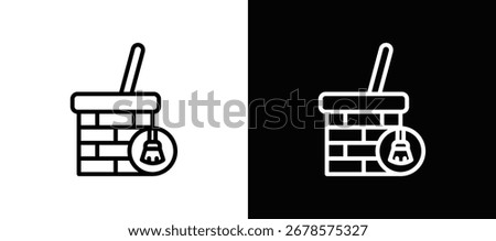 Chimney Cleaning Icon In Black And White Filled Style