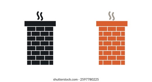 Chimney colored icon set. Stock Vector