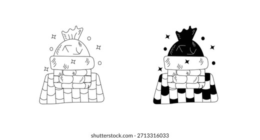 Ícone de conjunto de doodle Chimney com ilustração de estoque de vetor de fundo branco