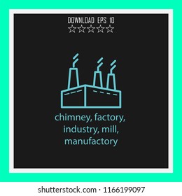 chimney, factory, industry, mill manufactory vector icon