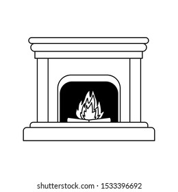 chimney with fire icon over white background, vector illustration