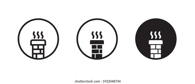 Chimney, Fireplace, Oven stove icons button, vector, sign, symbol, logo, illustration, editable stroke, flat design style isolated on white