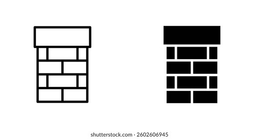 Chimney flat Icons in line outline and flat solid style on white background
