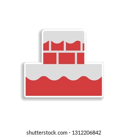 Chimney house, Christmas 2 colored line sticker icon. Elements of Christmas in color icons. Simple icon for websites, web design, mobile app, info graphics