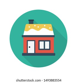 chimney house glyph flat vector icon