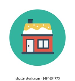 chimney house glyph flat vector icon