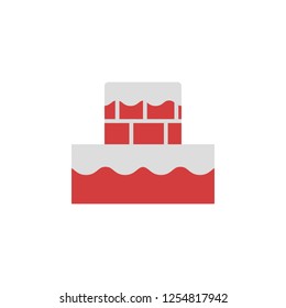 Chimney house. Simple hand drawn color element illustration. Chimney house, Christmas outline symbol design from Christmas set