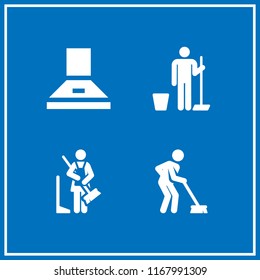 chimney icon. 4 chimney vector set. extractor hood and sweeping icons for web and design about chimney theme