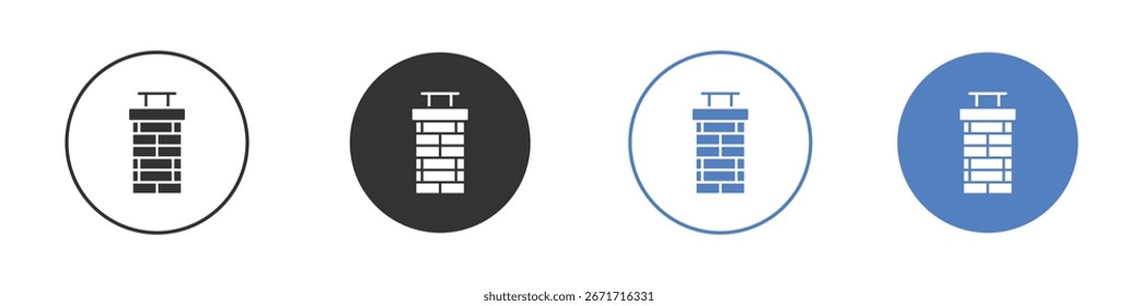 Coleção de ícones Chimney para aplicativo em cores preto e azul