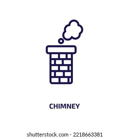 chimney icon from furniture  household collection. Thin linear chimney, window, house outline icon isolated on white background. Line vector chimney sign, symbol for web and mobile