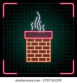 Ilustração ícone Chimney, coleção de símbolos de vetor de Natal, visual de néon cibernético, quadros de bordas brilhantes.