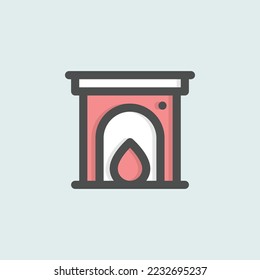  Schornsteinsymbol, einzelne Herbstfarben-Umrisssymbol auf hellblauem Hintergrund, ideal für Website, Blog, Logo, Grafikdesign, soziale Medien, UI, mobile App
