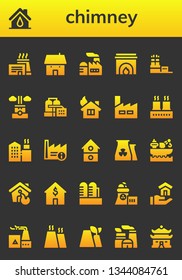 chimney icon set. 26 filled chimney icons.  Simple modern icons about  - Factory, House, Fireplace, Chimney, Nuclear plant