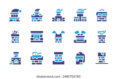 Chimney icon set. Duotone color. Vector illustration. Containing chimney, fireplace, factory, powerplant, santa.