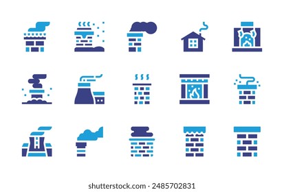 Chimney icon set. Duotone color. Vector illustration. Containing chimney, fireplace, home, chimneytop, chimneys, nuclearplant, smoke.