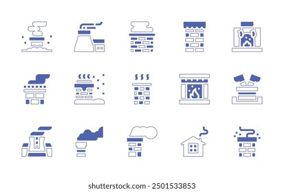 Chimney icon set. Duotone style line stroke and bold. Vector illustration. Containing chimney, fireplace, home, chimneytop, chimneys, nuclearplant, santa, smoke.