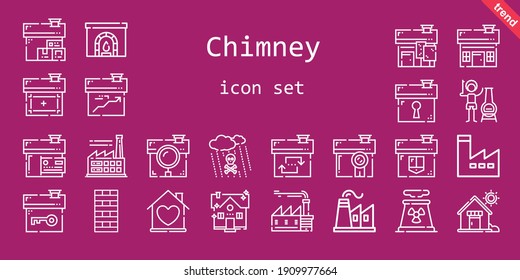 chimney icon set. line icon style. chimney related icons such as factory, chimney, acid rain, nuclear plant, house