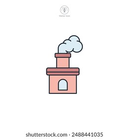 Ilustración vectorial de iconos de chimenea aislada sobre fondo blanco