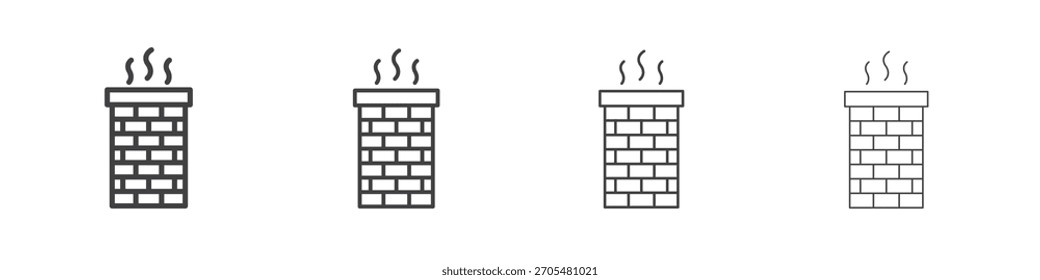 Chimney ícone vetor coleção, modelo de logotipo ilustração em linha fina moda traços editáveis estilo.