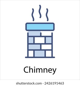 Chimney Icon vector, Such Line sign as autumn, Submission of autumn icons. Vector Computer Isolated Pictograms for Web on White Background Editable Stroke stock illustration