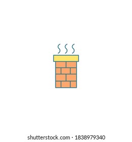 Chimney icon. Winter icon. Simple, flat, outline, color.