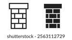 Chimney icons in black line and filled versions