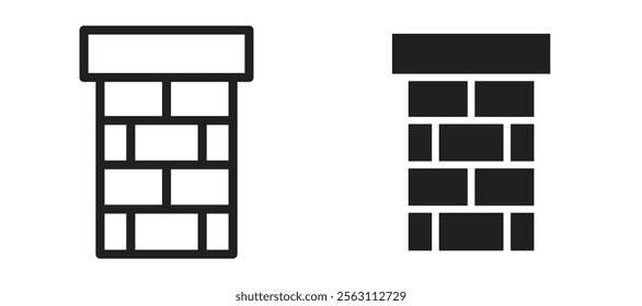 Chimney icons in black line and filled versions