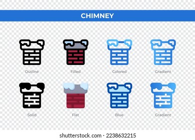 Chimney icons in different style. Chimney icons set. Holiday symbol. Different style icons set. Vector illustration
