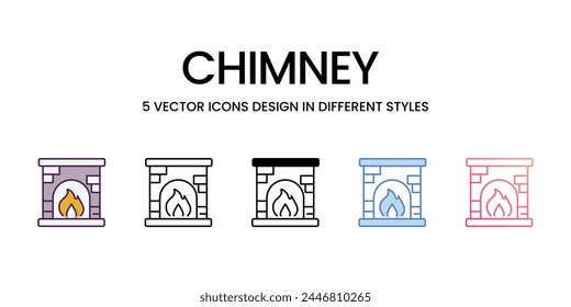 Chimney icons set in different style vector stock illustration