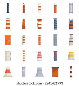 Chimney icons set flat vector. Roof sweep. Construction equipment isolated